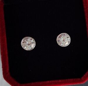 1 cttw Moissanite 18K Gold Plated Stud Earrings 925 Sterling Silver